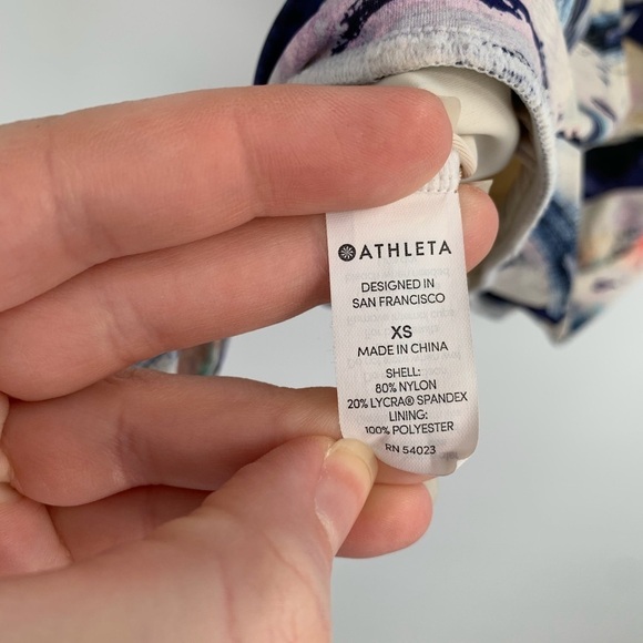 ATHLETA Vivid Side Tie Tankini Swim Top Strappy XS Shirred 211897 UPF 50+ Women - Picture 7 of 10